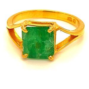Emerald 3.41ct Solid 22K Yellow Gold Ring